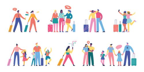 people traveling set - travel stock illustrations