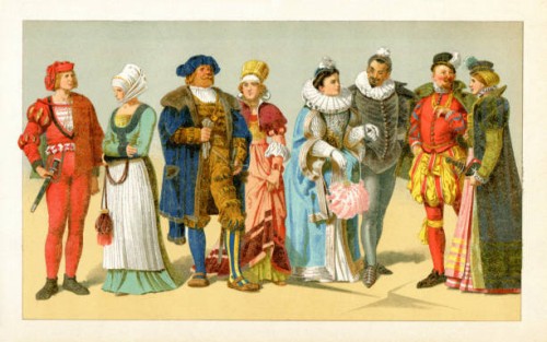 period costume from 16th century europe - fashion stock illustrations