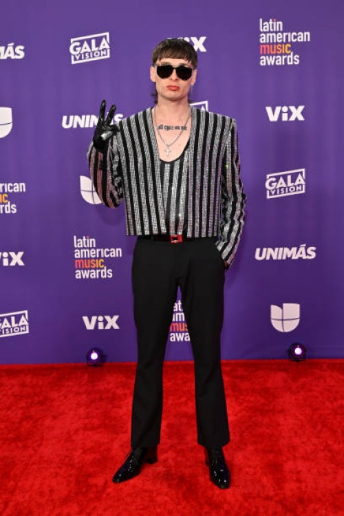 Peso Pluma attends the 2024 Latin American Music Awards at MGM Grand Garden Arena on April 25, 2024 in Las Vegas, Nevada.