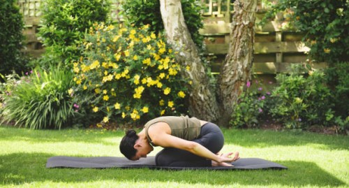 photo d’une femme mûre faisant la pose d’un enfant tout en pratiquant le yoga à l’extérieur - garden decoration photos et images de collection