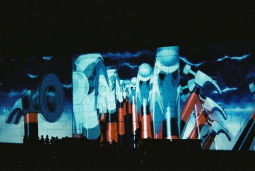 Photo of PINK FLOYD, projected animation at The Wall Concert
