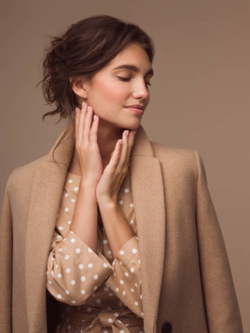 photo of young beautiful happy smiling lady wearing stylish - fashion stock pictures, royalty-free photos & images