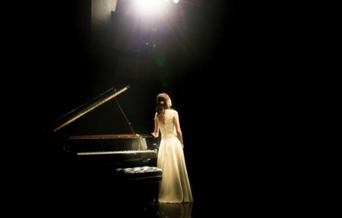 pianist at the stage - concert stock pictures, royalty-free photos & images