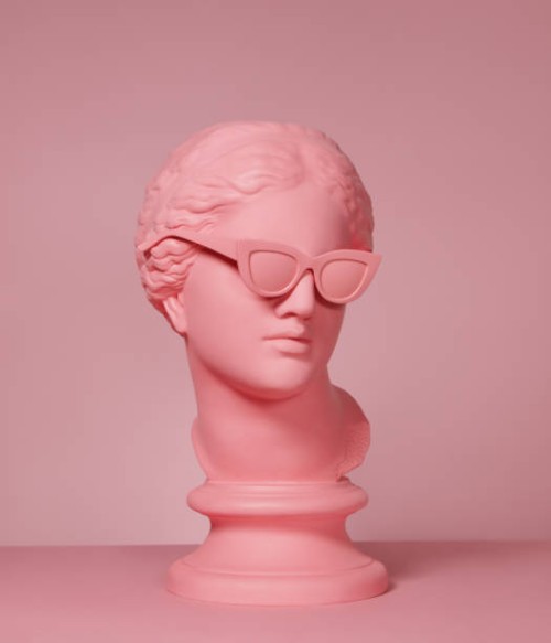 pink colored modern greek goddess with sunglasses - fashion stock pictures, royalty-free photos & images
