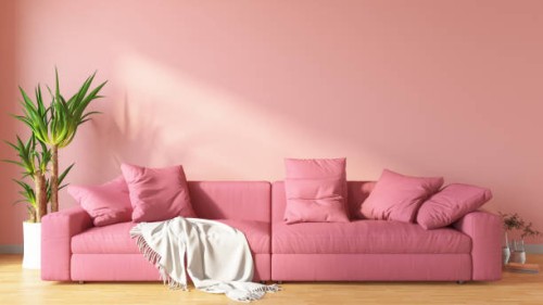 pink living room with sofa - home decoration stock pictures, royalty-free photos & images