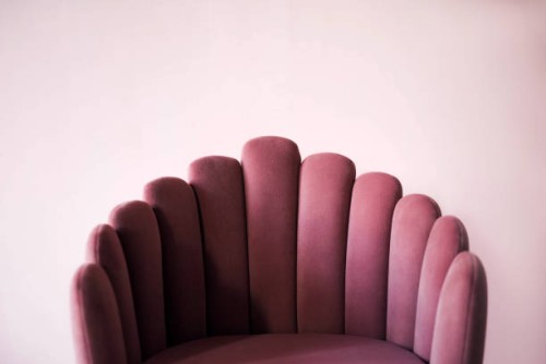 pink textured velor armchair on a pink background. - fashion stock pictures, royalty-free photos & images