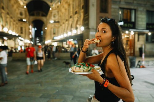 pizza cut on the go in milano - food stock pictures, royalty-free photos & images