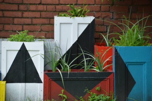 plant boxes - garden decoration stock pictures, royalty-free photos & images