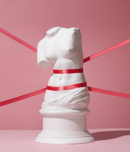 plaster torso of venus tied with ribbons - fashion stock pictures, royalty-free photos & images