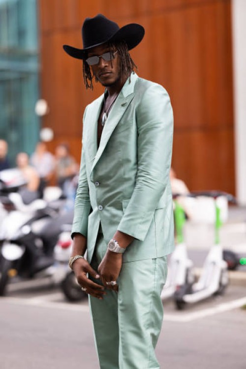 Player Jarred Vanderbilt is seen outside JW Anderson show during the Milan Fashion Week - Menswear Spring/Summer 2024 on June 18, 2023 in Milan,...