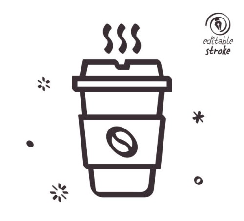 playful line illustration for take away coffee - junk food stock illustrations
