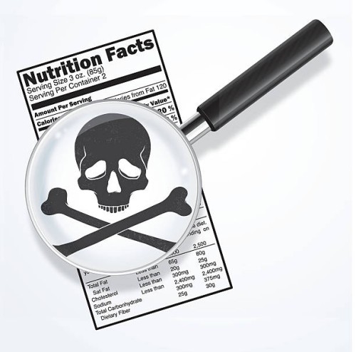 poison in nutrition facts - junk food stock illustrations