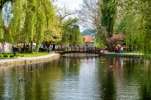 pond in the centre of tapolca, hungary - garden decoration stock pictures, royalty-free photos & images