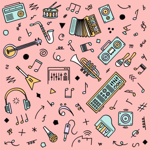 pop-musik nahtlose muster illustration - concert stock-grafiken, -clipart, -cartoons und -symbole