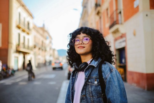 portrait of a fashionable young woman in barcelona - fashion stock pictures, royalty-free photos & images
