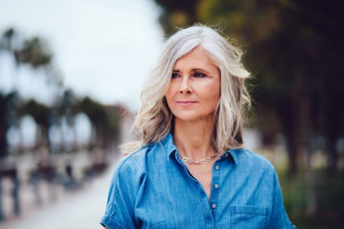 portrait of beautiful senior woman with grey hair outdoors - hairstyle stock pictures, royalty-free photos & images