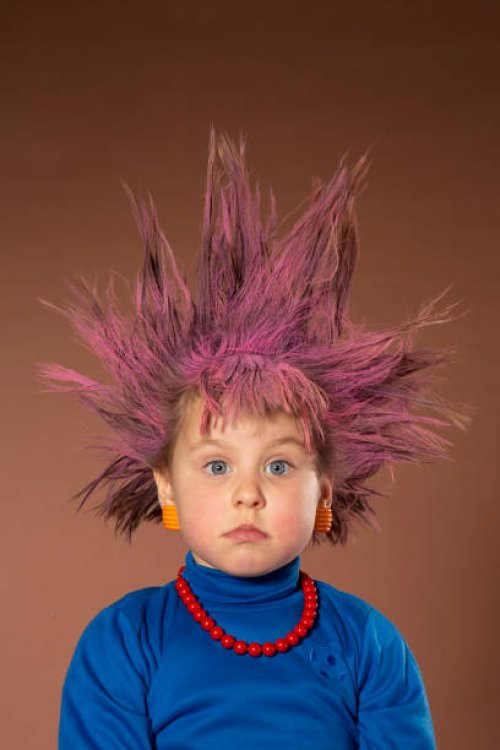 portrait of young girl with pink mohawk - hairstyle stock pictures, royalty-free photos & images