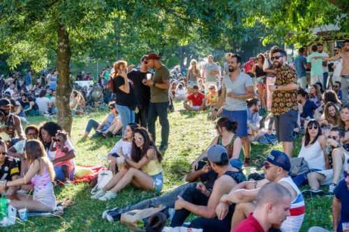 Portugal, Lisbon, Praca do Marques de Pombal, Eduardo VII Park, Out Jazz free concert.
