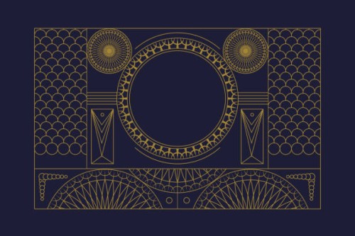 postcard for text. vector geometric illustration with gold lines. - home decoration stock illustrations