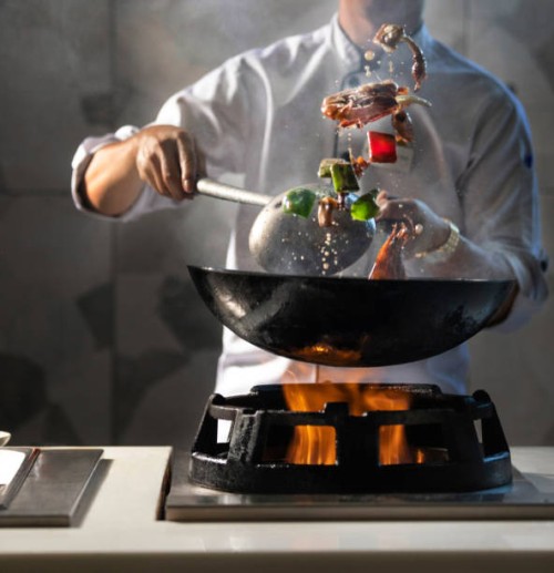 pot with fire, chief cooking. - food stock pictures, royalty-free photos & images