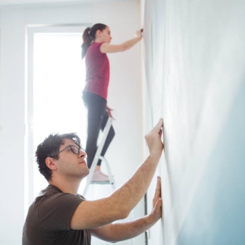 preparing for painting. - home decoration stock pictures, royalty-free photos & images