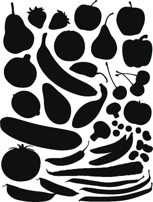 produce silhouettes - food stock illustrations