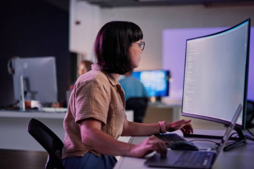 professional it worker working late, coding and machine learning working with ai. - fashion stock pictures, royalty-free photos & images