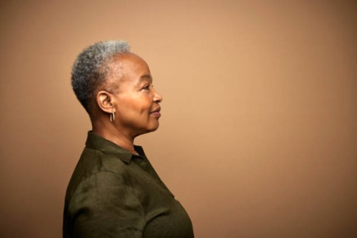 profile shot of african american senior woman, shot on studio. - fashion stock pictures, royalty-free photos & images