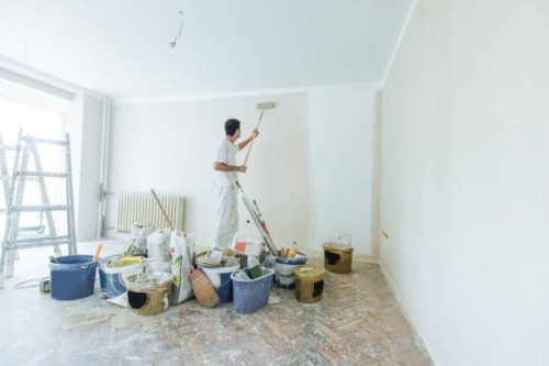 property service - architect painters and workers - home decoration stock pictures, royalty-free photos & images