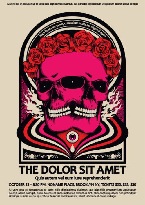 psychedelic poster - concert stock illustrations