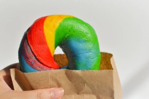 rainbow bagel - junk food stock pictures, royalty-free photos & images