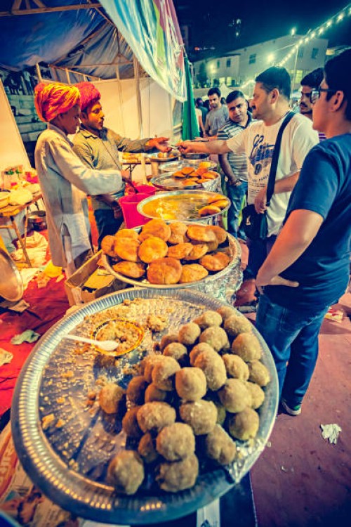 rajasthani food stall attracts himachali crowed at himachal utsav fair. - junk food stock pictures, royalty-free photos & images