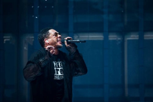 Rapper Joey Starr of NTM performs at AccorHotels Arena on March 8, 2018 in Paris, France.