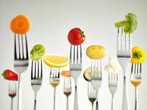 raw vegetables on forks - food stock pictures, royalty-free photos & images