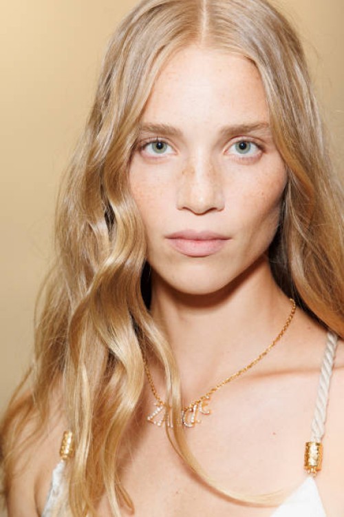 Rebecca Leigh is seen backstage at the Roberto Cavalli fashion show during the Milan Womenswear Spring/Summer 2025 on September 18, 2024 in Milan,...