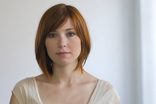 red headed woman portrait - hairstyle stock pictures, royalty-free photos & images