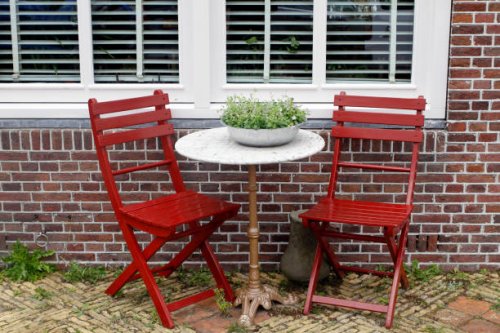 red terrace furniture at backyard - garden decoration stock pictures, royalty-free photos & images