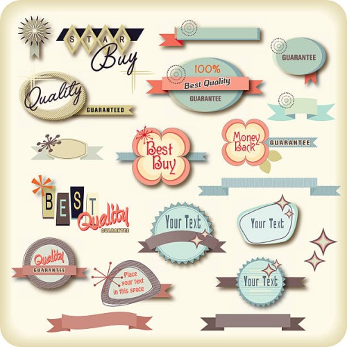 retro shaped labels or signs - fashion stock illustrations