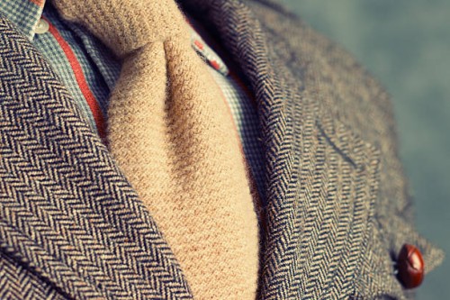 retro vintage twill jacket with woolen necktie - close-up - fashion stock pictures, royalty-free photos & images
