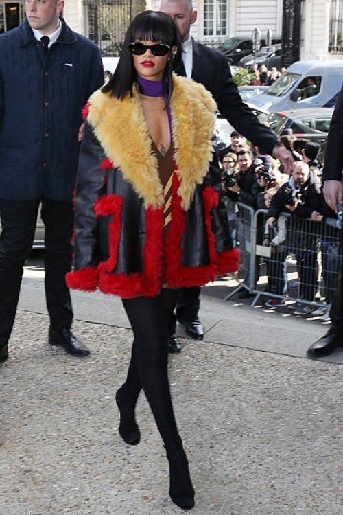 Rihanna arrives at the Miu Miu show as part of the Paris Fashion Week Womenswear Fall/Winter 2014-2015 on March 5, 2014 on March 5, 2014 in Paris,...