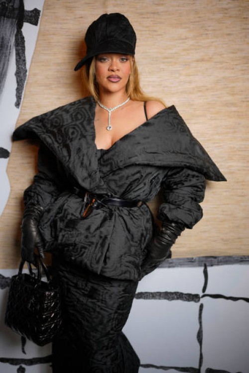 Rihanna at Christian Dior Couture Spring 2024 as part of Paris Couture Fashion Week held at Musée Rodin on January 22, 2024 in Paris, France.