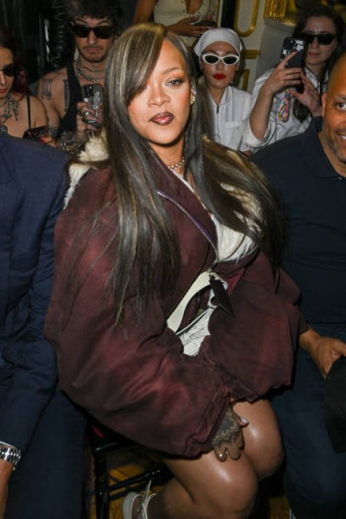 Rihanna attends the A$AP Rocky X American Sabotage by AWGE Menswear Spring/Summer 2025 show as part of Paris Fashion Week on June 21, 2024 in Paris,...