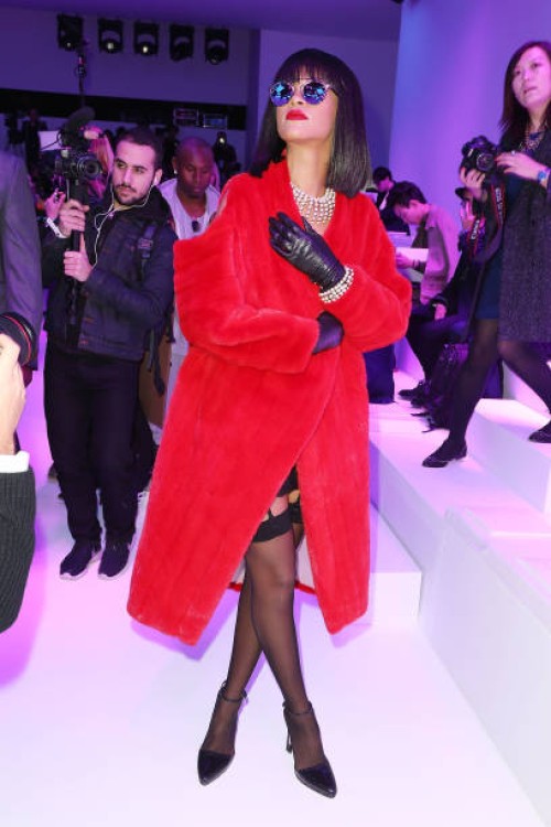 Rihanna attends the Christian Dior show as part of the Paris Fashion Week Womenswear Fall/Winter 2014-2015 on February 28, 2014 in Paris, France.