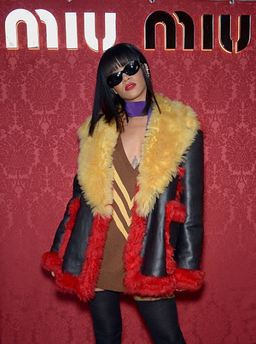 Rihanna attends the Miu Miu show as part of the Paris Fashion Week Womenswear Fall/Winter 2014-2015 on March 5, 2014 in Paris, France.
