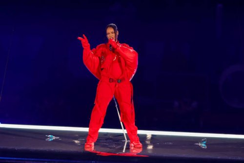Rihanna performs during the Apple Music Super Bowl LVII Halftime Show at State Farm Stadium on February 12, 2023 in Glendale, Arizona.