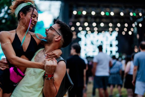 romantic couple at festival - concert stock pictures, royalty-free photos & images