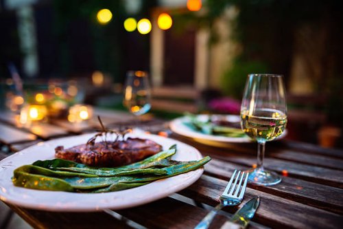 romantic dinner outdoor. - food stock pictures, royalty-free photos & images