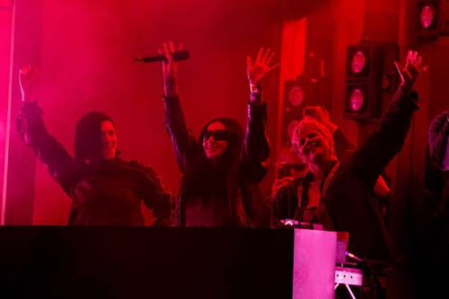 Romy, Charli XCX and Robyn perform during day three of Glastonbury Festival 2024 at Worthy Farm, Pilton on June 28, 2024 in Glastonbury, England....