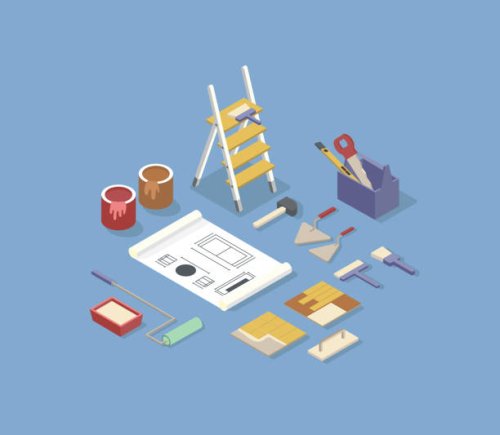 room renovation isometric vector - home decoration stock illustrations