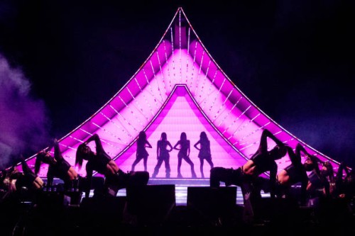 Rosé, Jennie, Lisa, and Jisoo of BLACKPINK perform at the Coachella Stage during the 2023 Coachella Valley Music and Arts Festival on April 22, 2023...